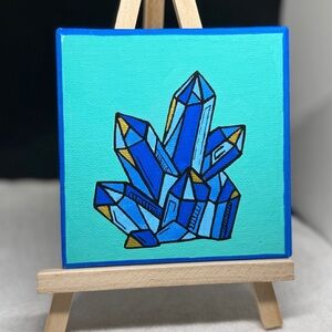 Blue Crystal Art Painting on Canvas Board